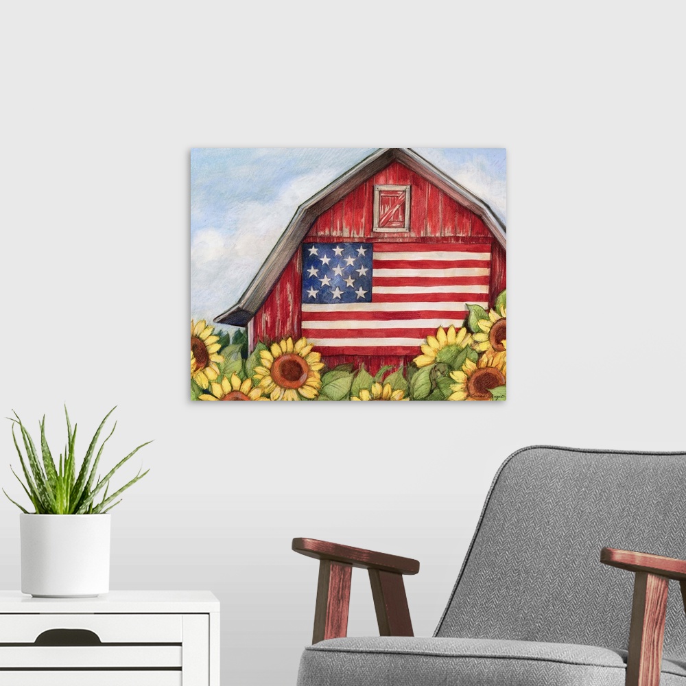 A modern room featuring Country landscape evokes the patriotic spirit!