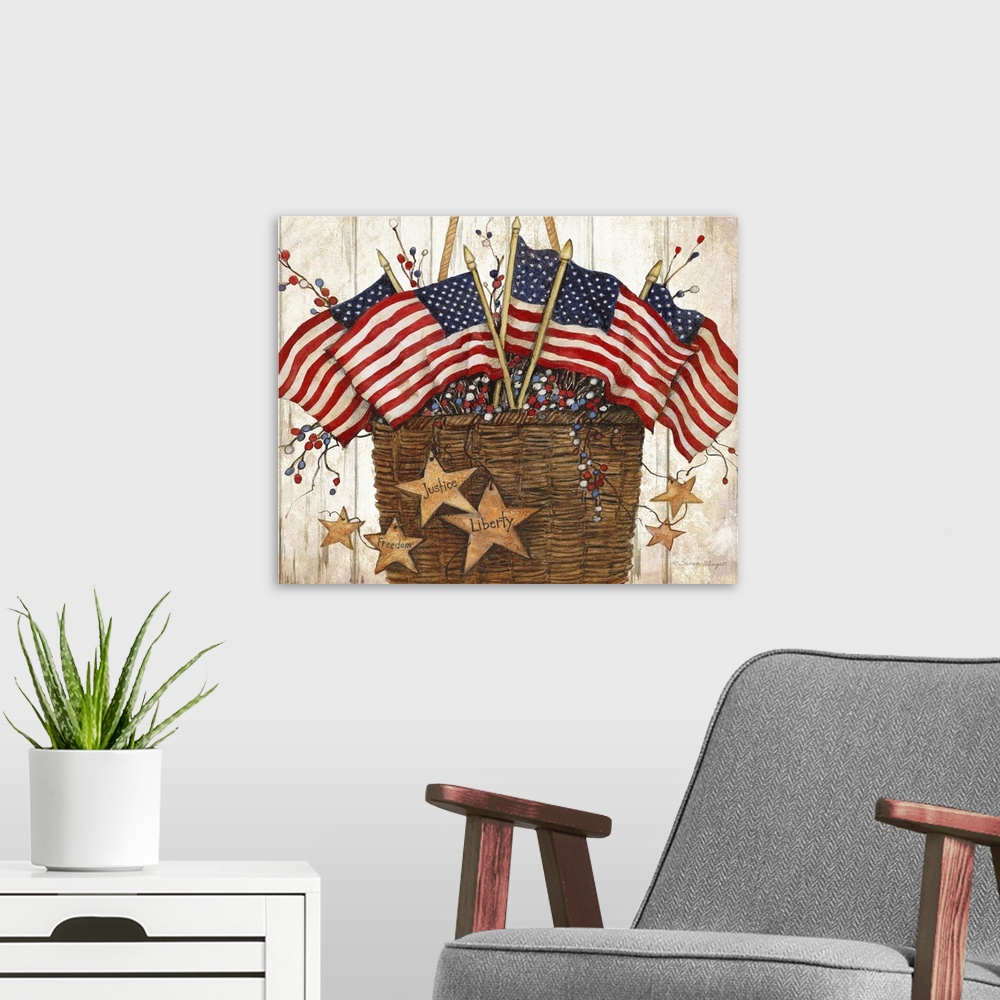 A modern room featuring Flag waving never goes out of style!