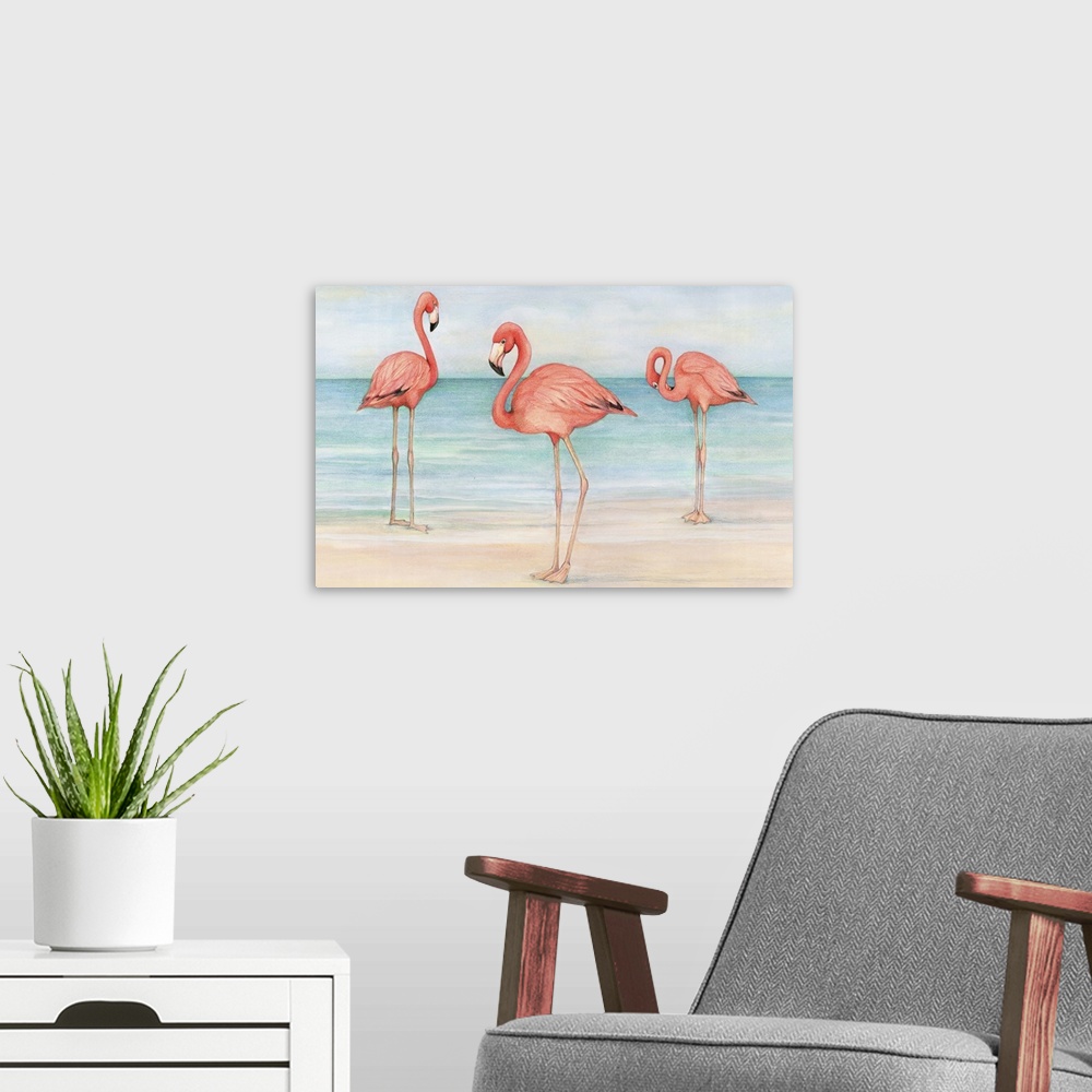 A modern room featuring Flamingos bring a playful grace to your decor