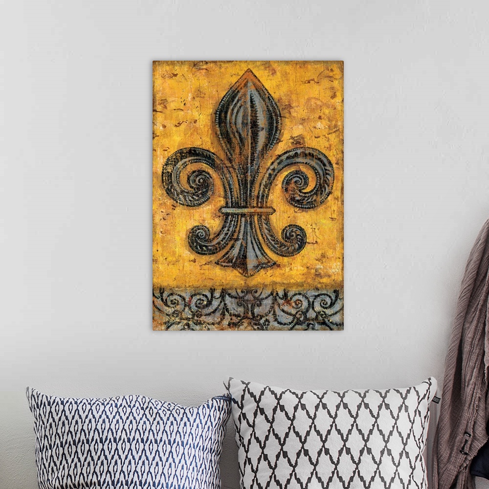 A bohemian room featuring Classic Fleur de Lis has a rustic feel for an on-trend decor.