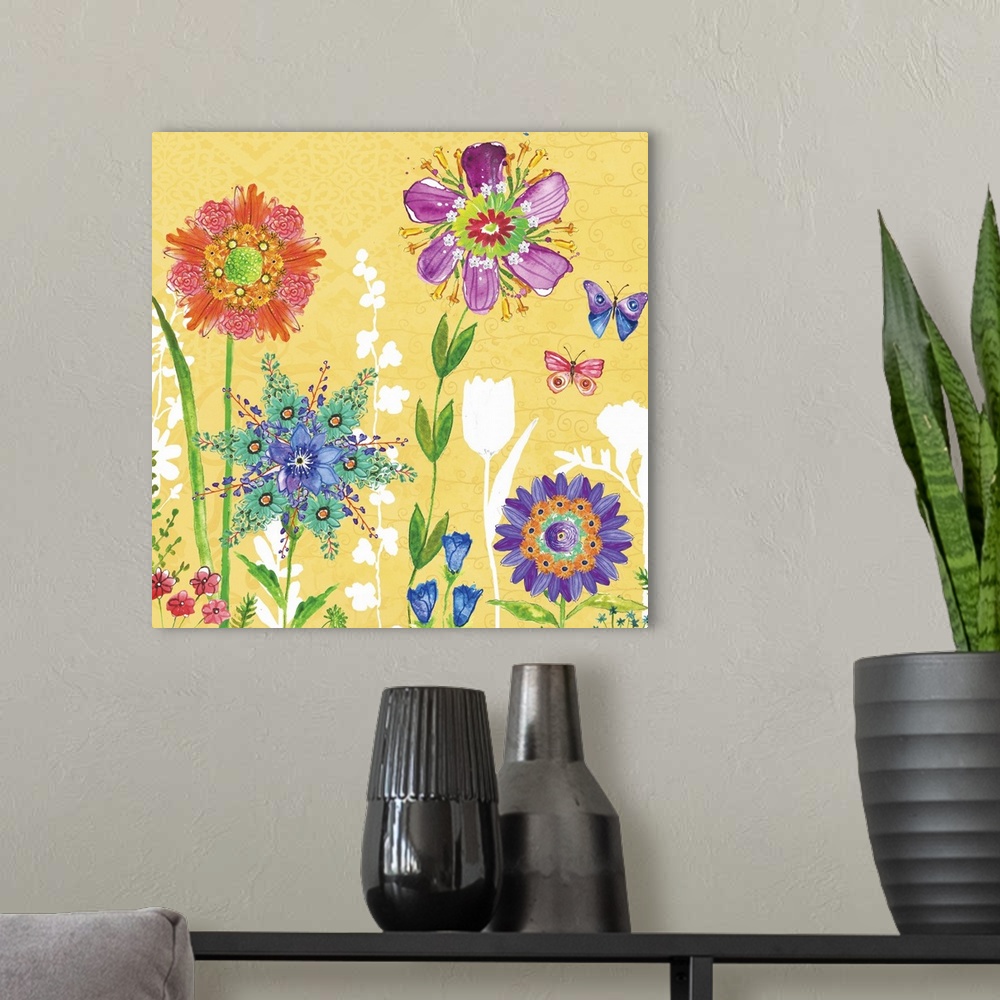 A modern room featuring Cheerful and happy flowers to brighten any room!
