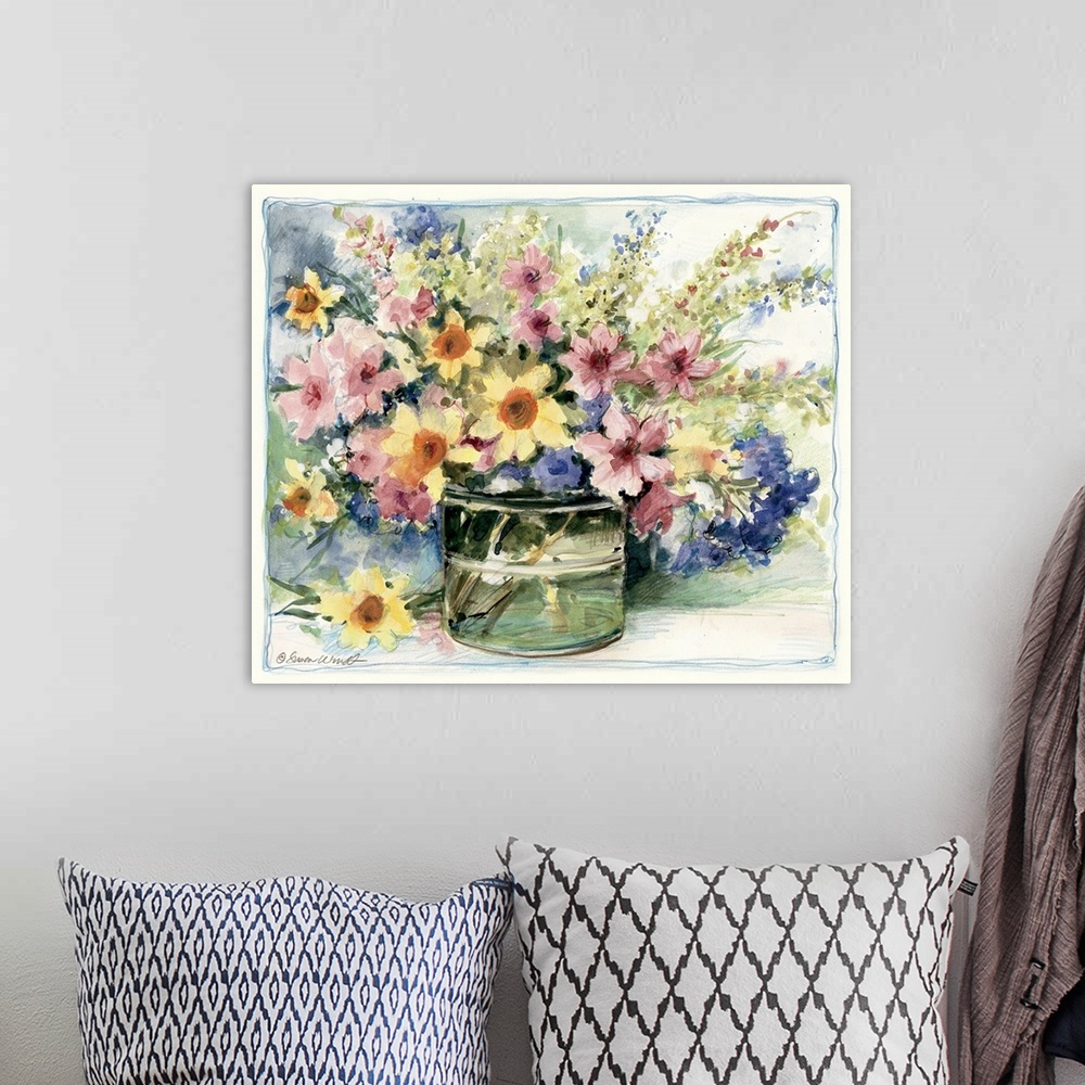 A bohemian room featuring Pretty floral spray creates a colorful floral image
