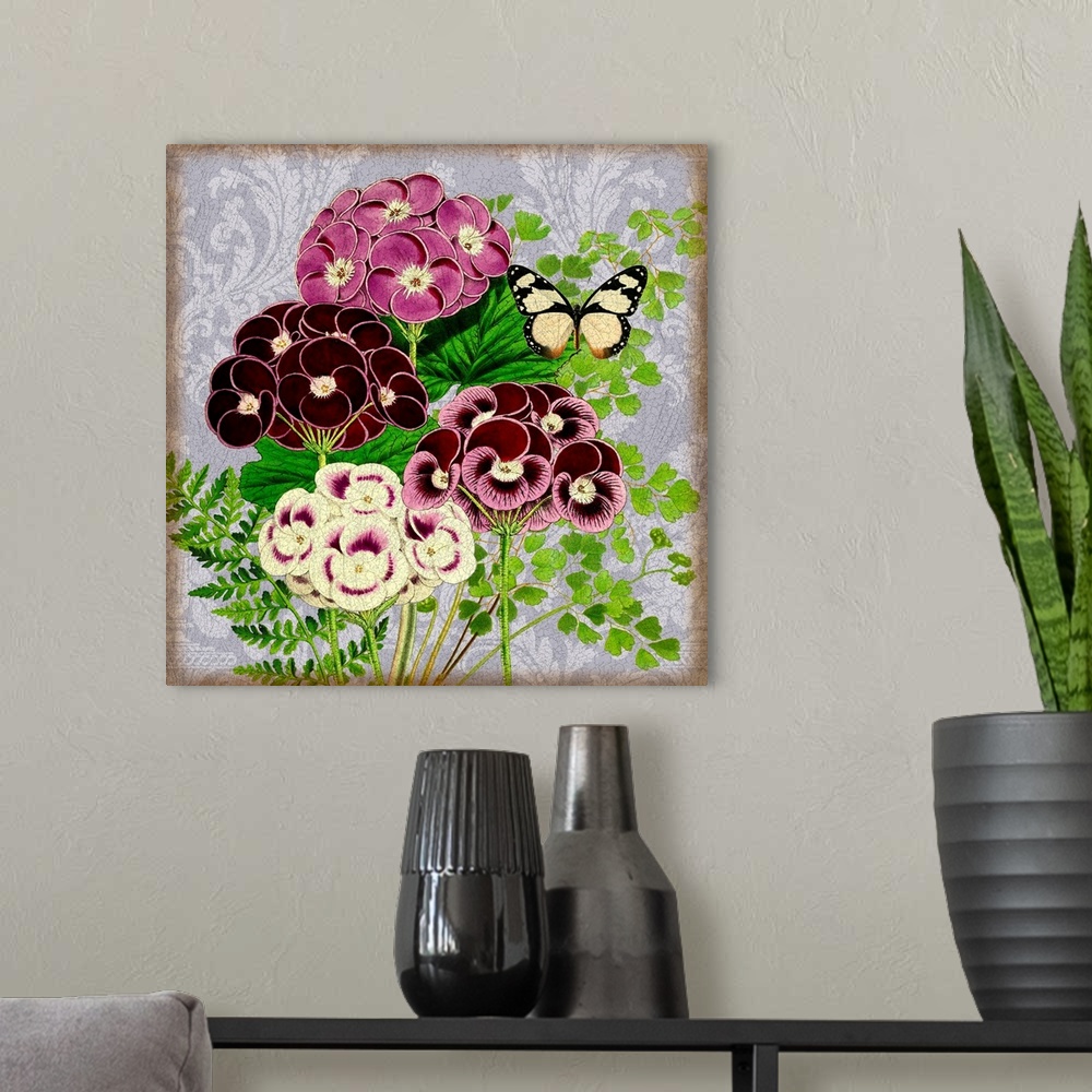 A modern room featuring Stunning detail and color is captured in this beautiful floral piece.
