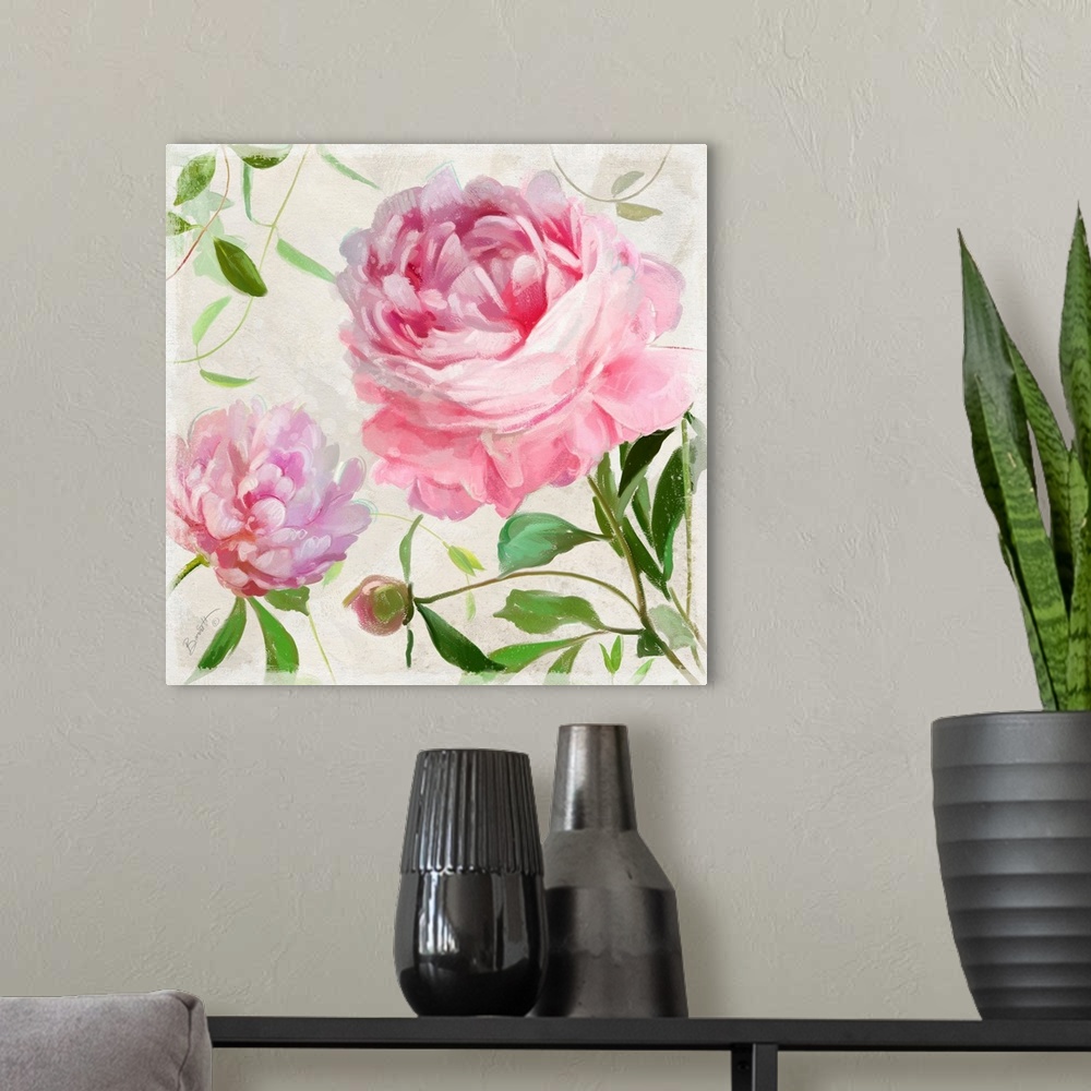 A modern room featuring Stunning art featuring peonies brings elegance and style to any decor.