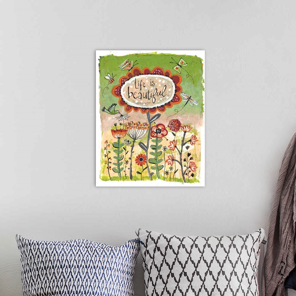 A bohemian room featuring Playful and inspirational art will infuse a room!
