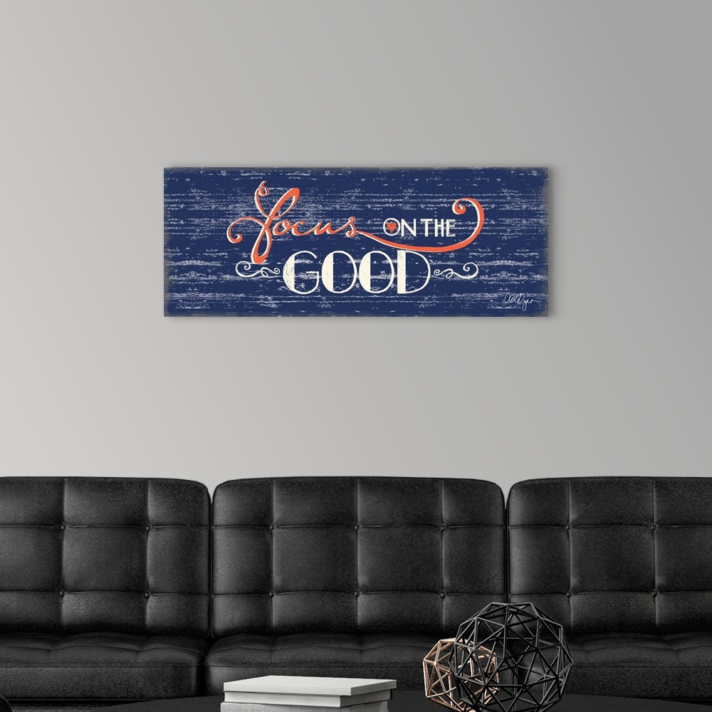 A modern room featuring Inspirational sentiments take center stage with this font-driven design.