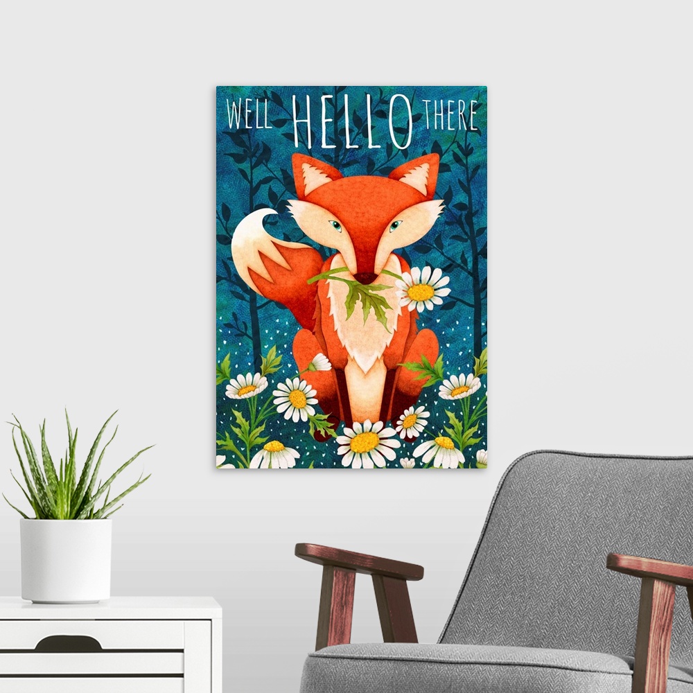 A modern room featuring The ever-popular fox is the star of this kid-friendly piece of art!