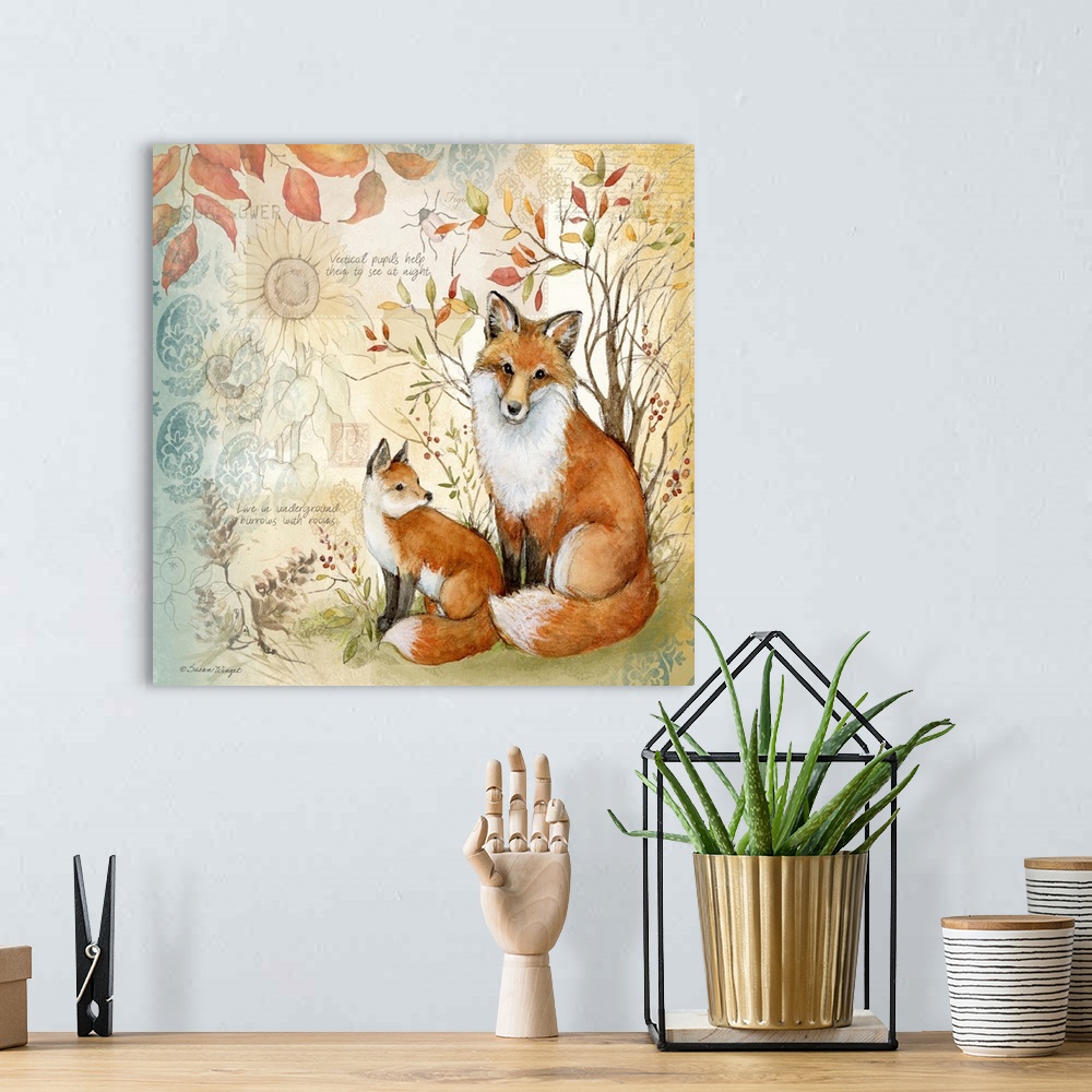 A bohemian room featuring A nature botanical featuring a woodsy fox family!