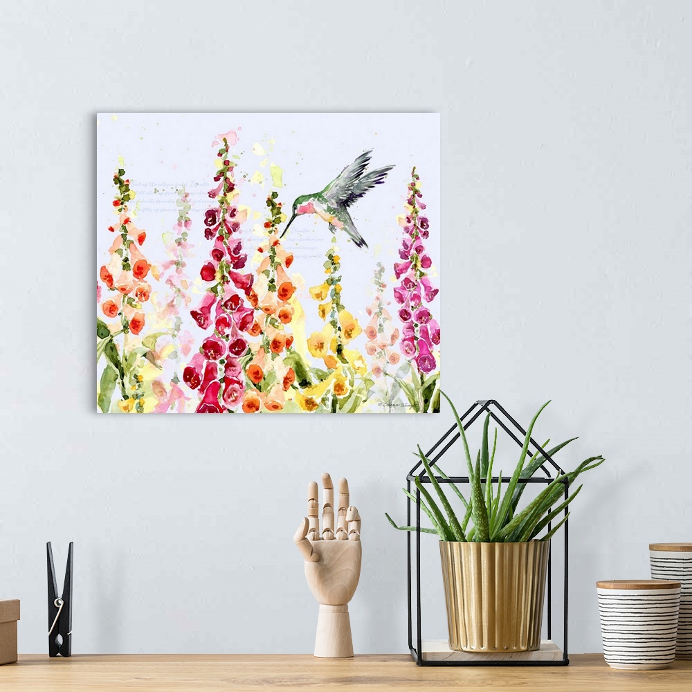 A bohemian room featuring A cacophony of color is featured in this foxglove display!