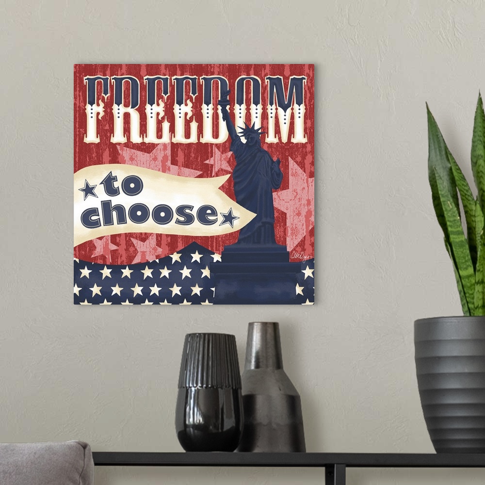 A modern room featuring Celebrate America and our freedoms with this election-inspired art!