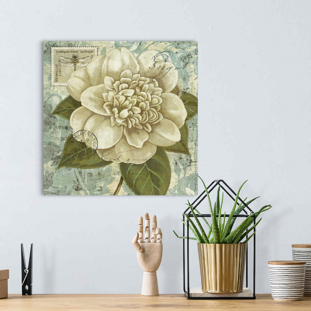 A bohemian room featuring Beautiful floral art in sea glass tones will add elegance to any decor.