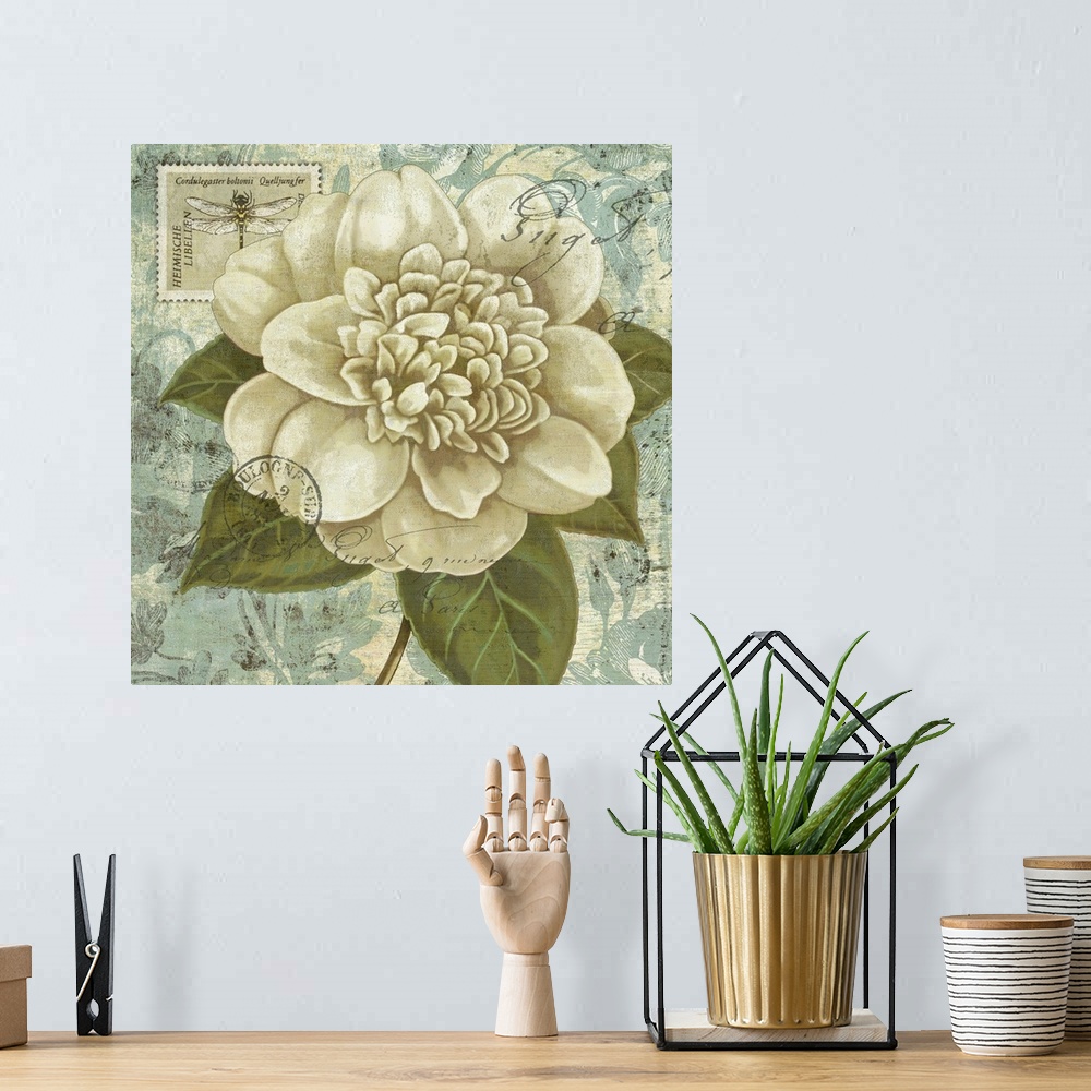 A bohemian room featuring Beautiful floral art in sea glass tones will add elegance to any decor.