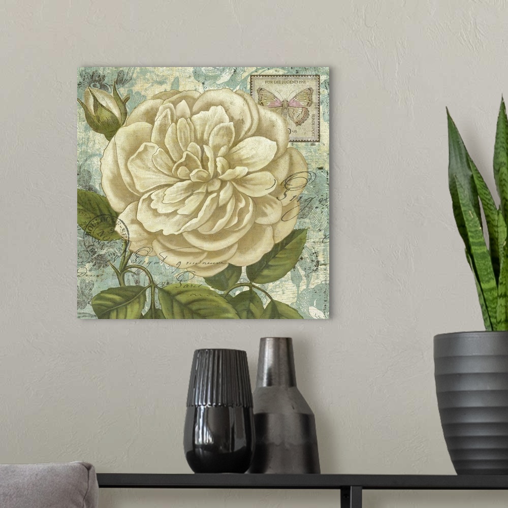 A modern room featuring Beautiful floral art in sea glass tones will add elegance to any decor.