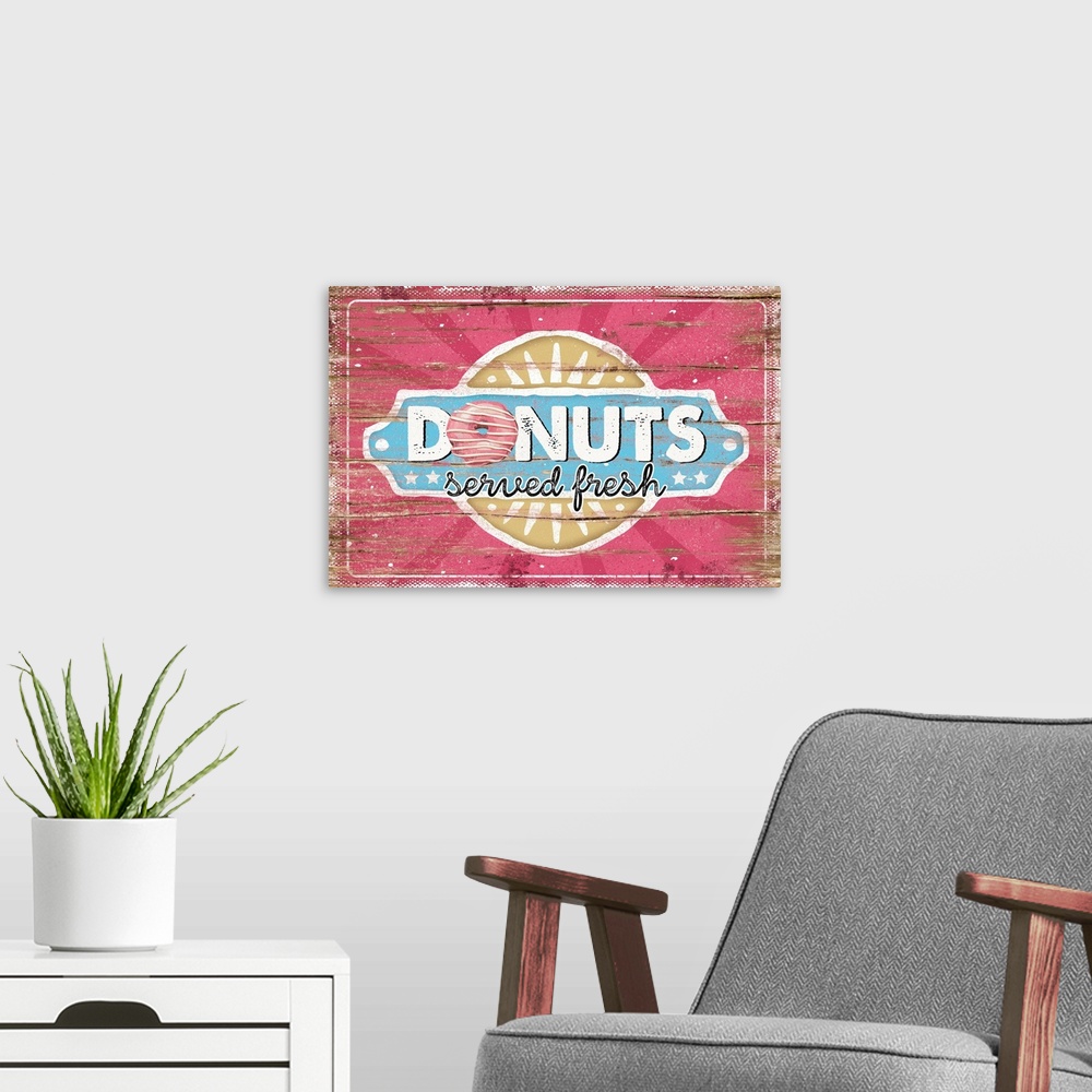 A modern room featuring Fresh Donuts