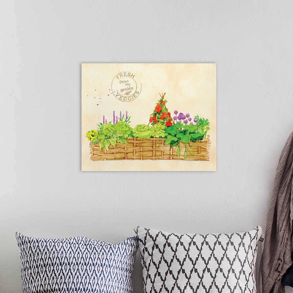 A bohemian room featuring This charming garden imagery evokes the sweet beauty of the veggie garden