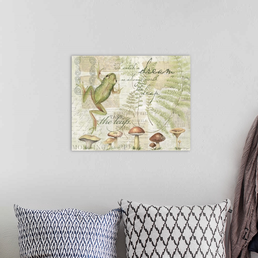 A bohemian room featuring Bring the natural habitat indoors with this botanical-inspired frog
