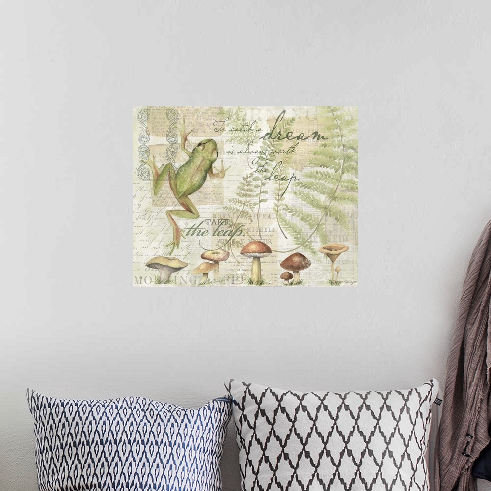 A bohemian room featuring Bring the natural habitat indoors with this botanical-inspired frog