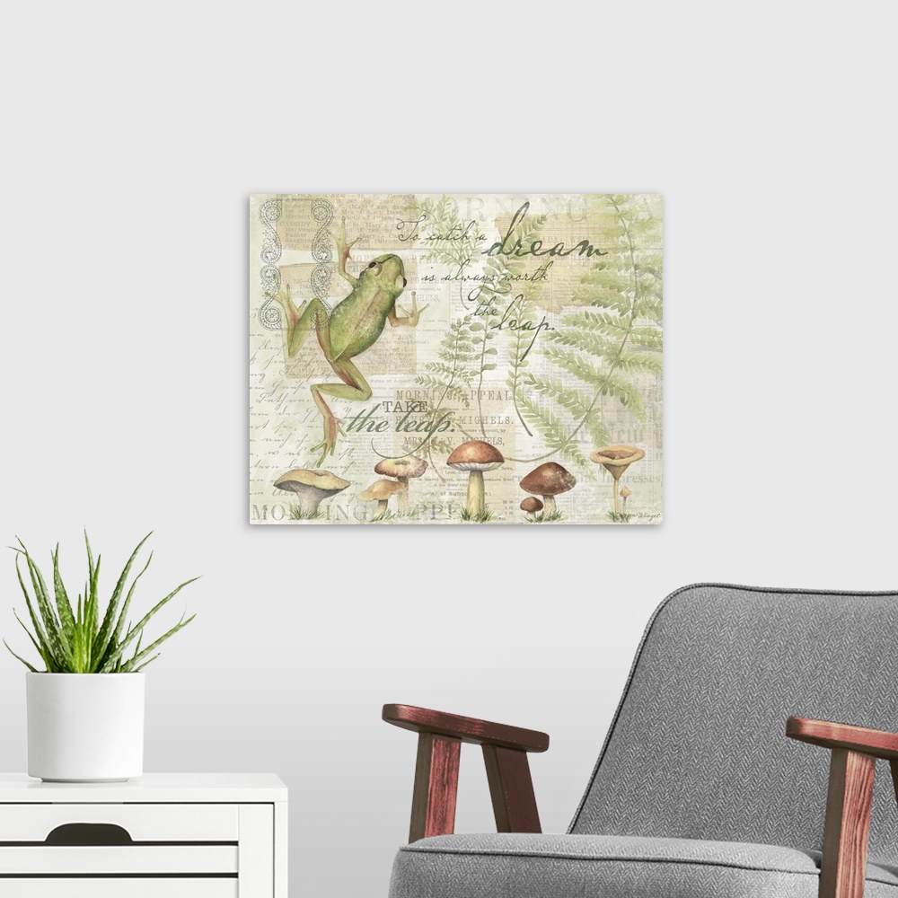 A modern room featuring Bring the natural habitat indoors with this botanical-inspired frog