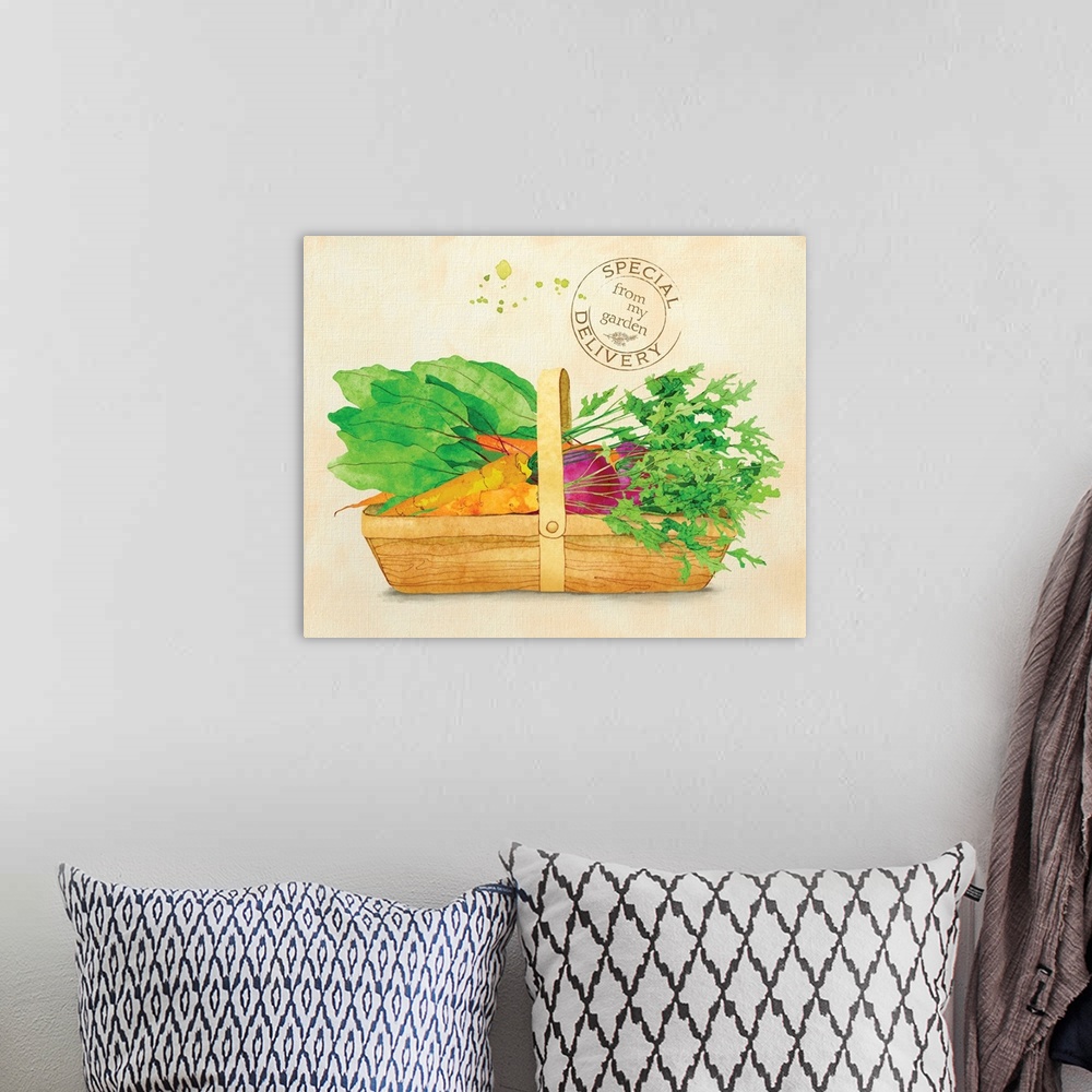A bohemian room featuring This charming garden imagery evokes the sweet beauty of the veggie garden