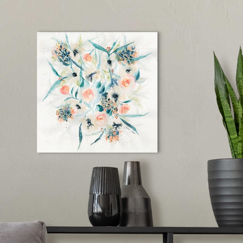 A modern room featuring This delicate floral will fit in any style and palette of home decor.