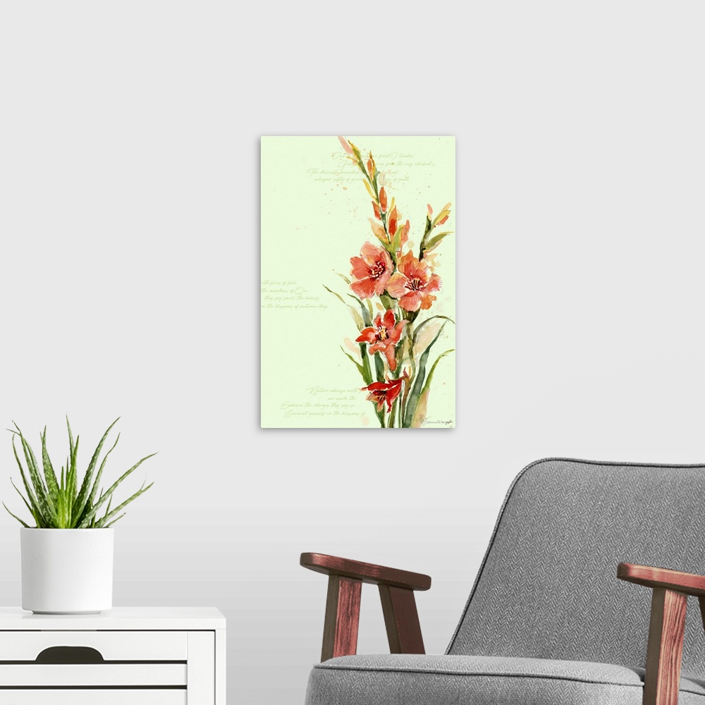 A modern room featuring Simple and elegant gladiola creates an artistic statement