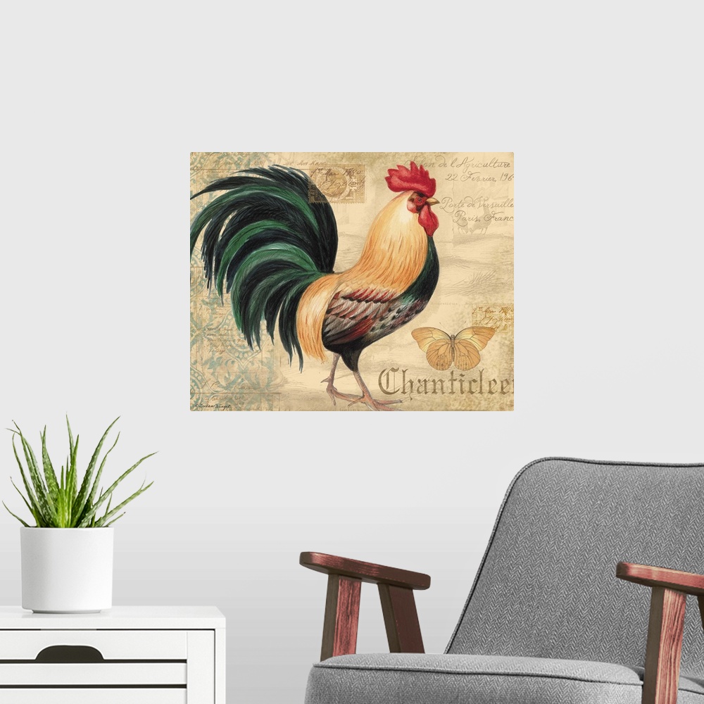 A modern room featuring Classic rooster adds a touch of country to your decor!
