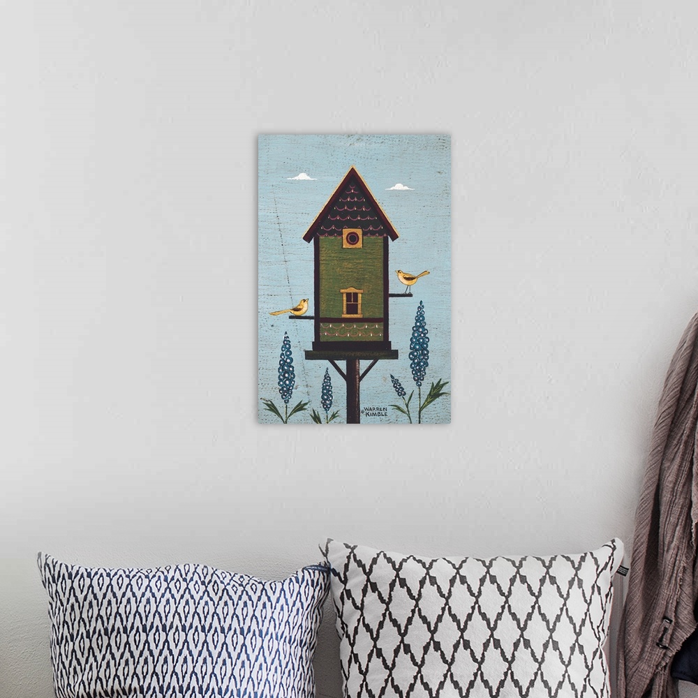 A bohemian room featuring Americana birdhouse by renowned artist Warren Kimble