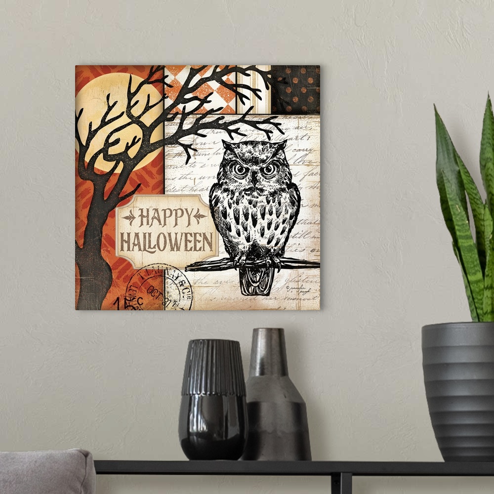 A modern room featuring Happy Halloween