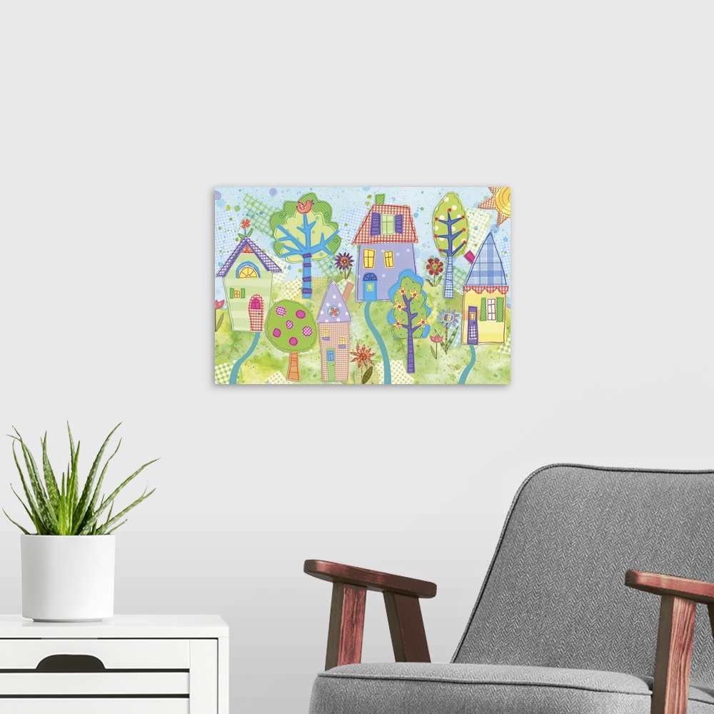 A modern room featuring Make your child's room a Happy Land with this happy scene