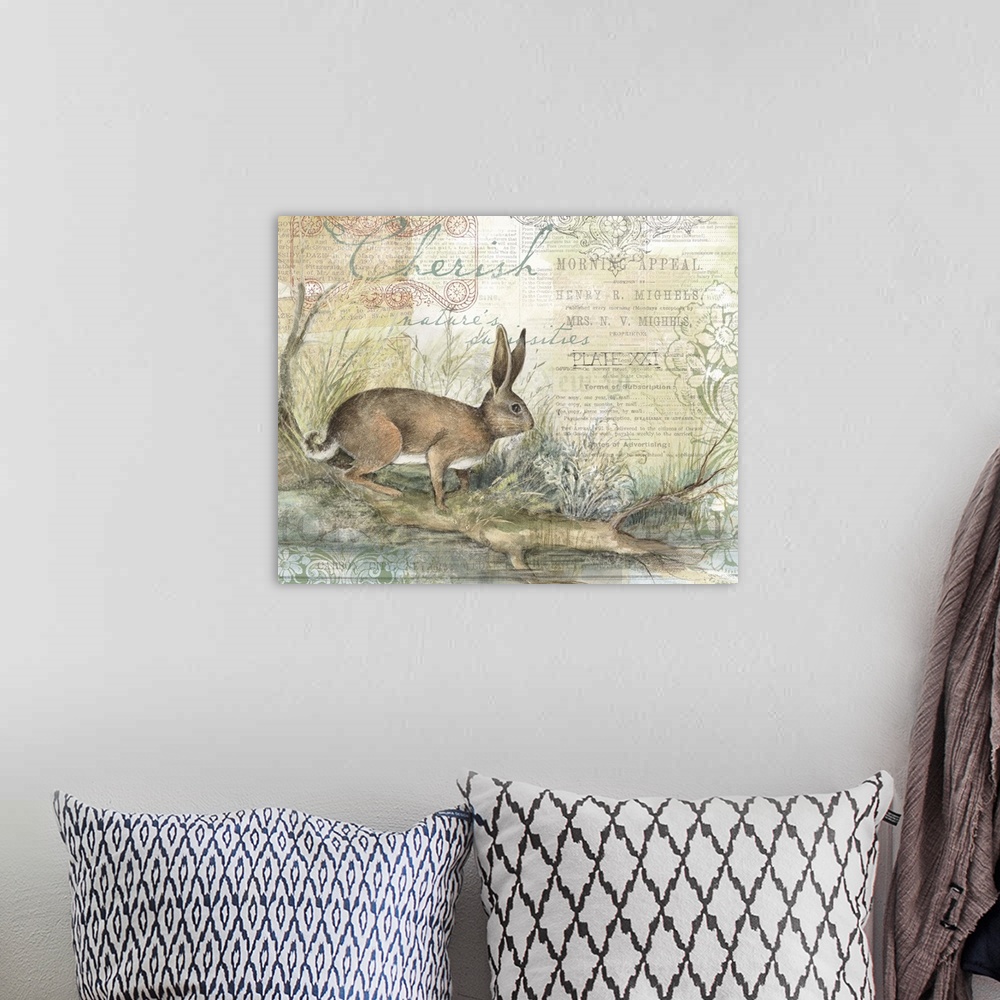 A bohemian room featuring Elegant take on wildlife in its habitat, lovely for den or office use.