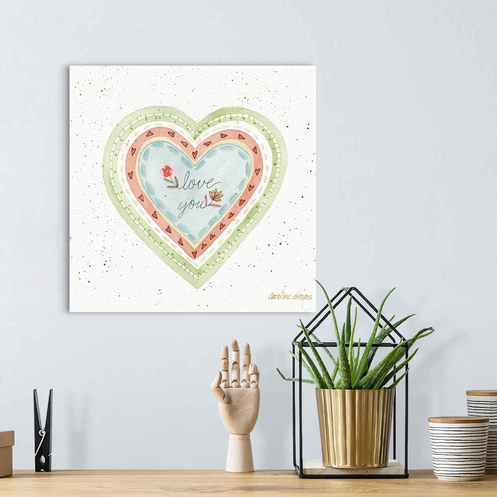 A bohemian room featuring Sweetly rendered heart art that adds a gentle, lovely, and inspirational accent to your decor.