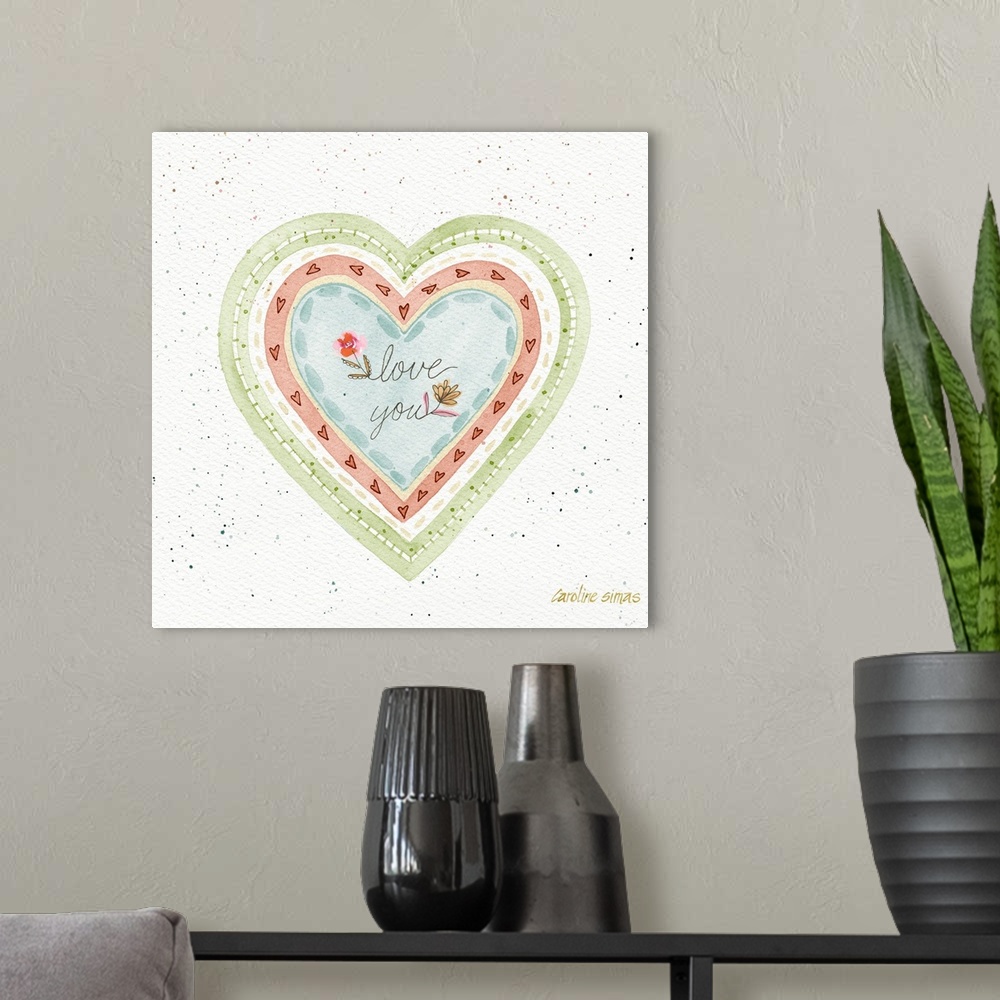 A modern room featuring Sweetly rendered heart art that adds a gentle, lovely, and inspirational accent to your decor.