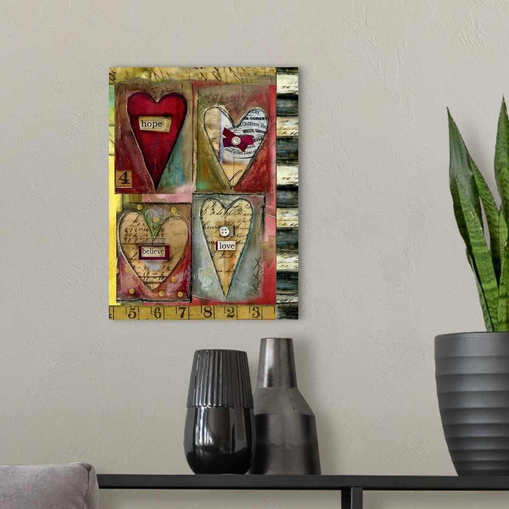 A modern room featuring Heart collage with sentiment, beautiful for any room