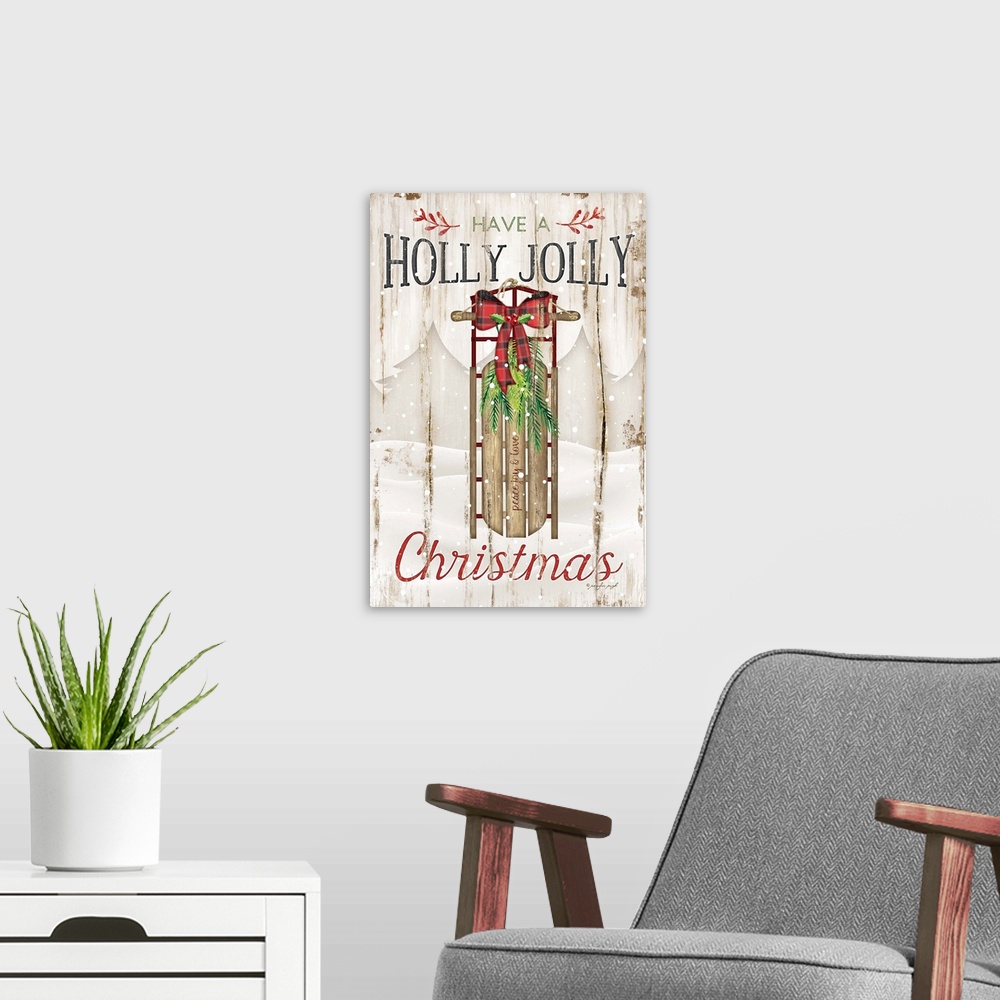 A modern room featuring Holly Jolly