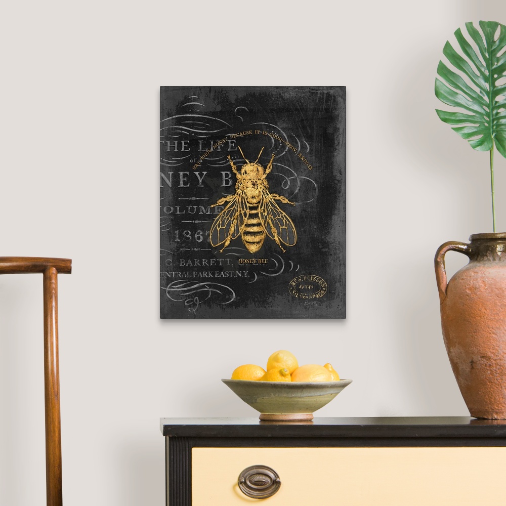 A traditional room featuring Vintage Bee art in classic home decor palette.