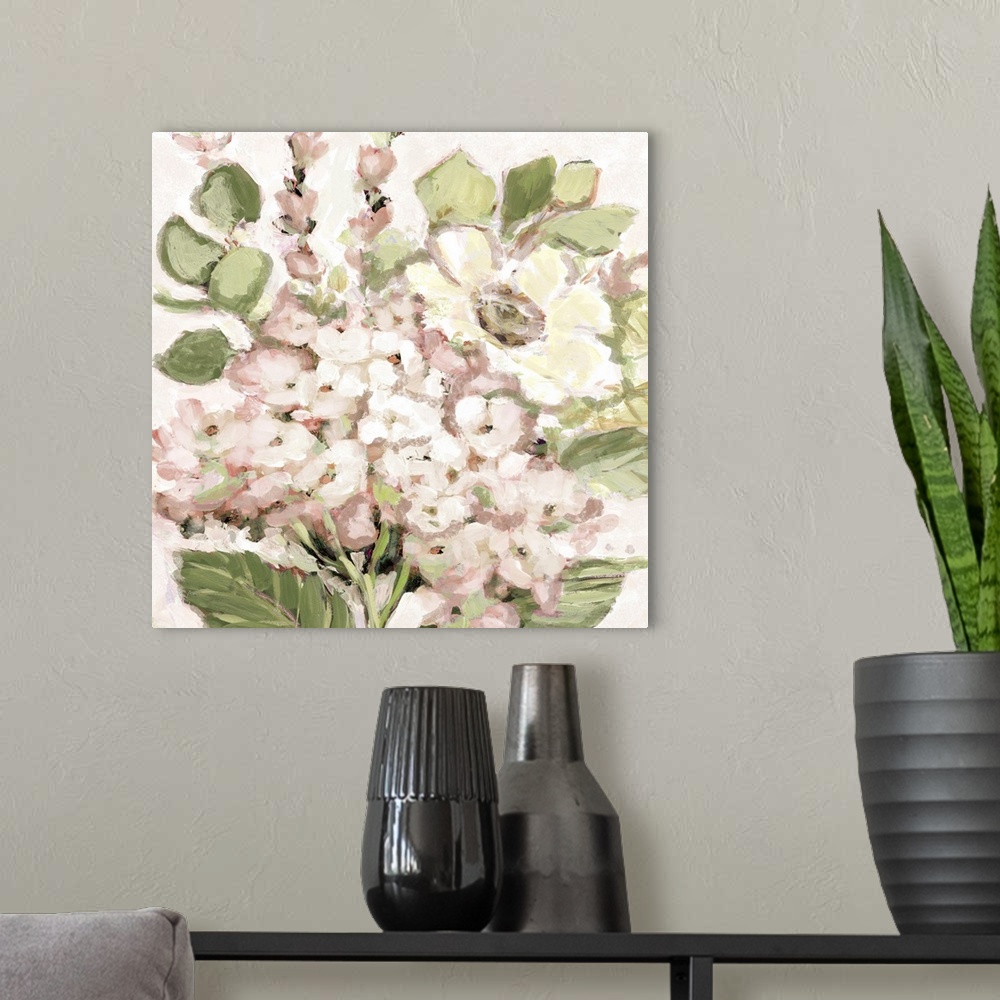 A modern room featuring This striking hydrangea blossom adds a dramatic statement to any room