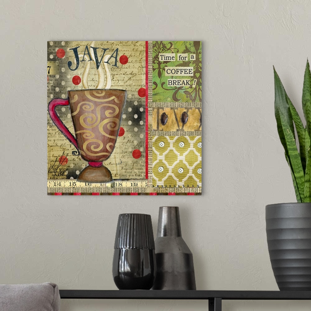 A modern room featuring Colorful coffee image great for kitchen accent