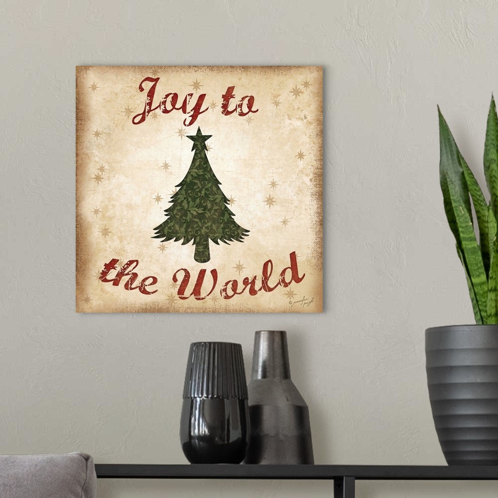A modern room featuring Contemporary holiday art with a tree against a neutral background.