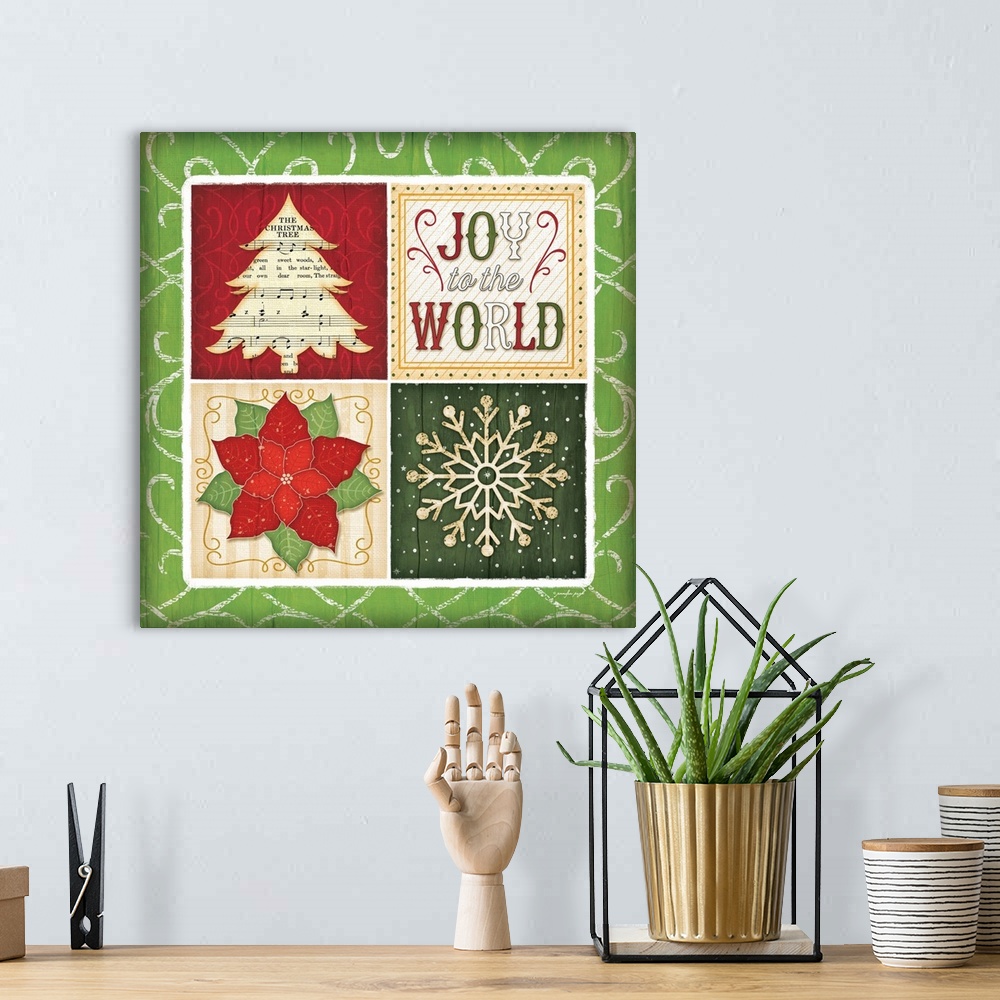 A bohemian room featuring Contemporary holiday themed home decor art.
