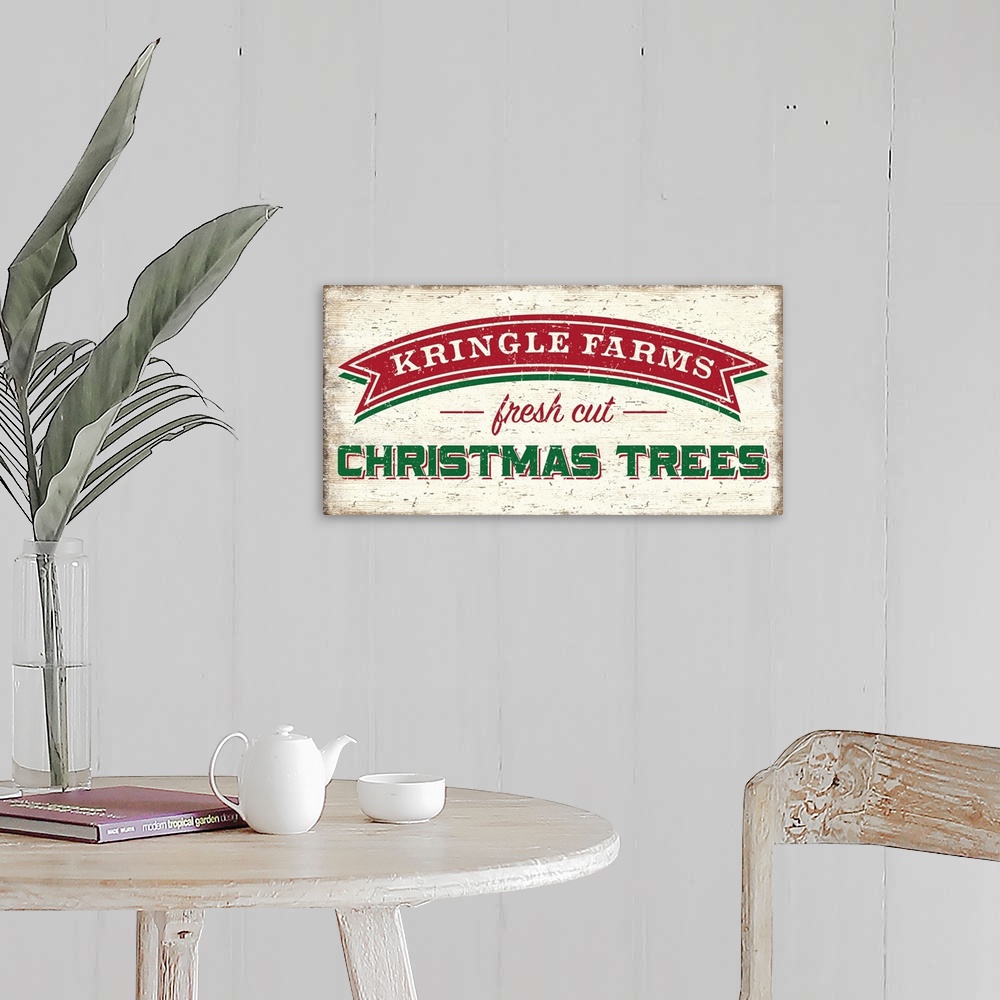 A farmhouse room featuring Vintage holiday signage will capture Christmas Past.