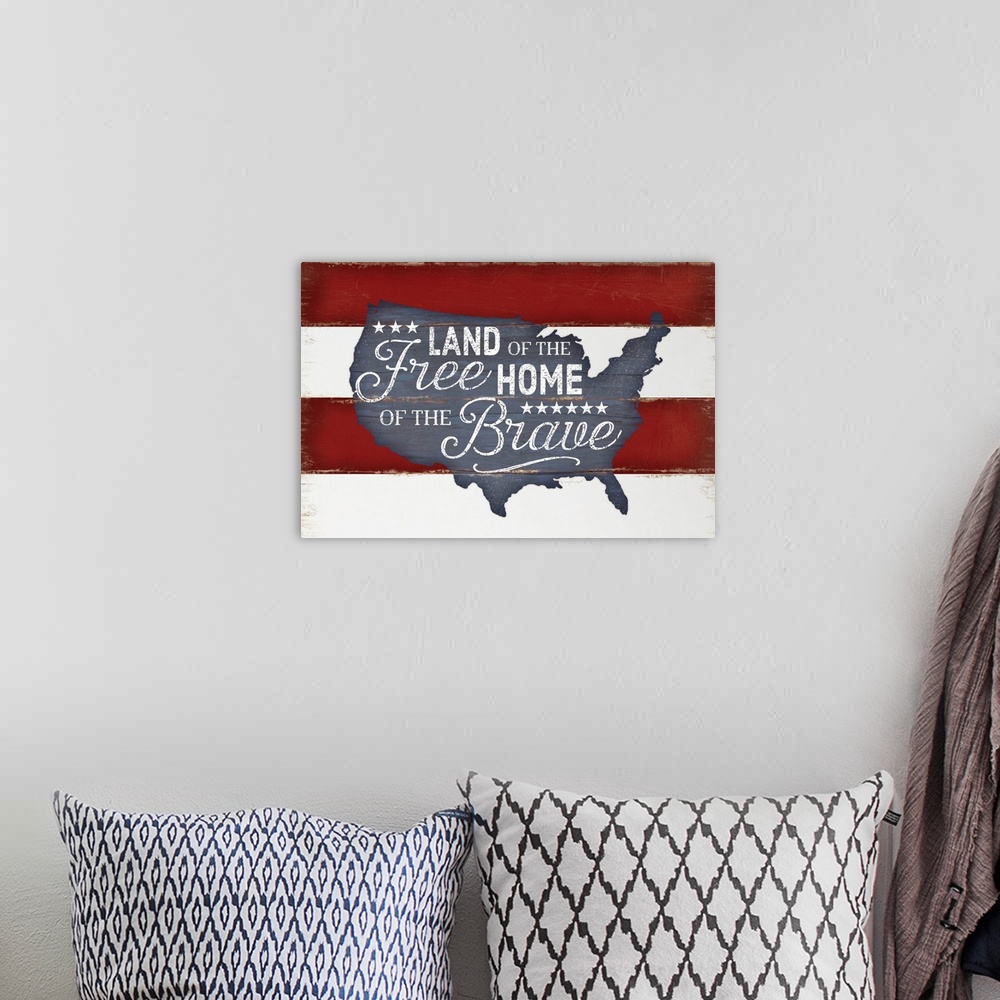 A bohemian room featuring Land of the Free