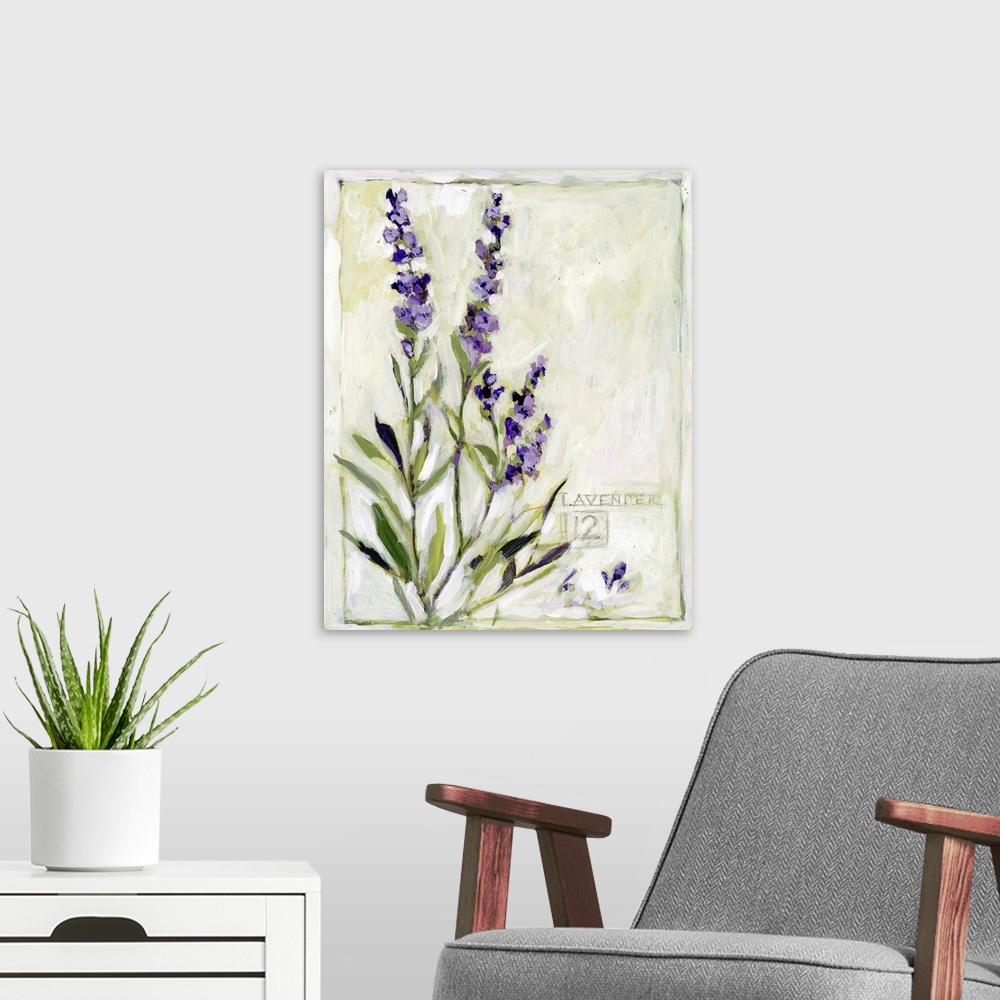 A modern room featuring This lavender sprig adds an elegant touch of the garden to any kitchen or dining area.