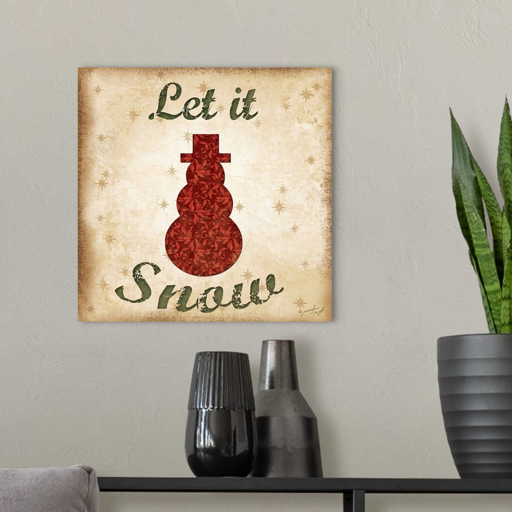 A modern room featuring Winter sentiment with a snowman silhouette and neutral background.