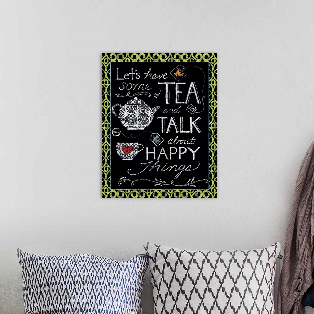 A bohemian room featuring Tea lovers will love this chalkboard image - a charming accent for the kitchen!