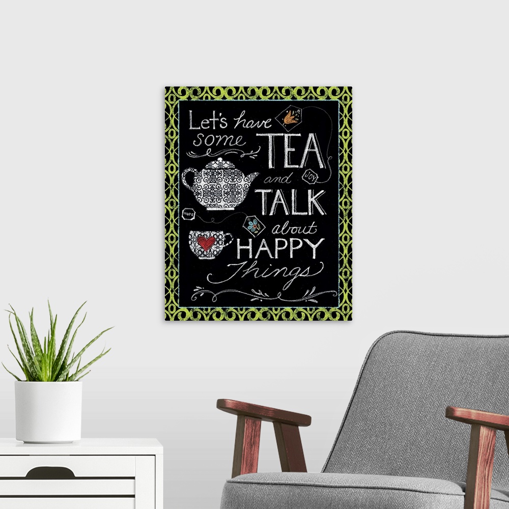 A modern room featuring Tea lovers will love this chalkboard image - a charming accent for the kitchen!