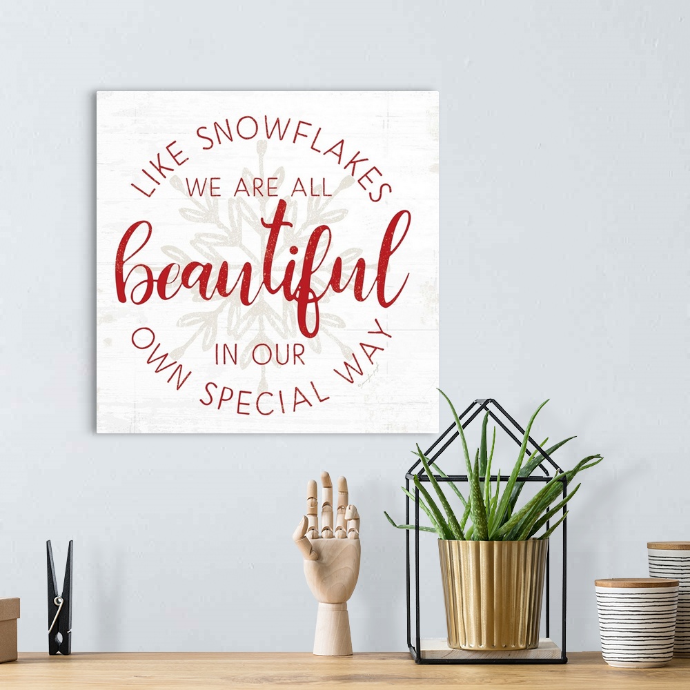 A bohemian room featuring Like Snowflakes - Red