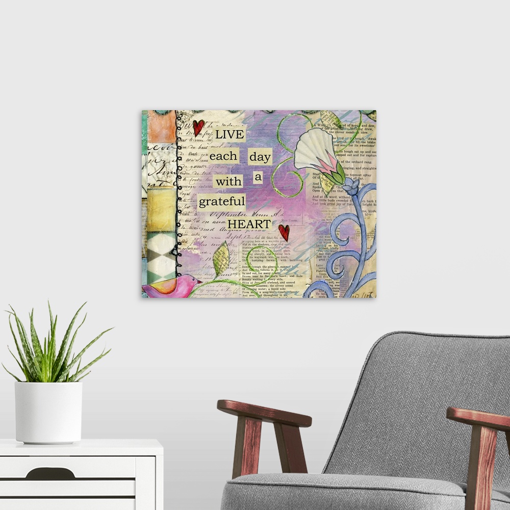 A modern room featuring Inspirational sentiment with whimsical nature-themed motif