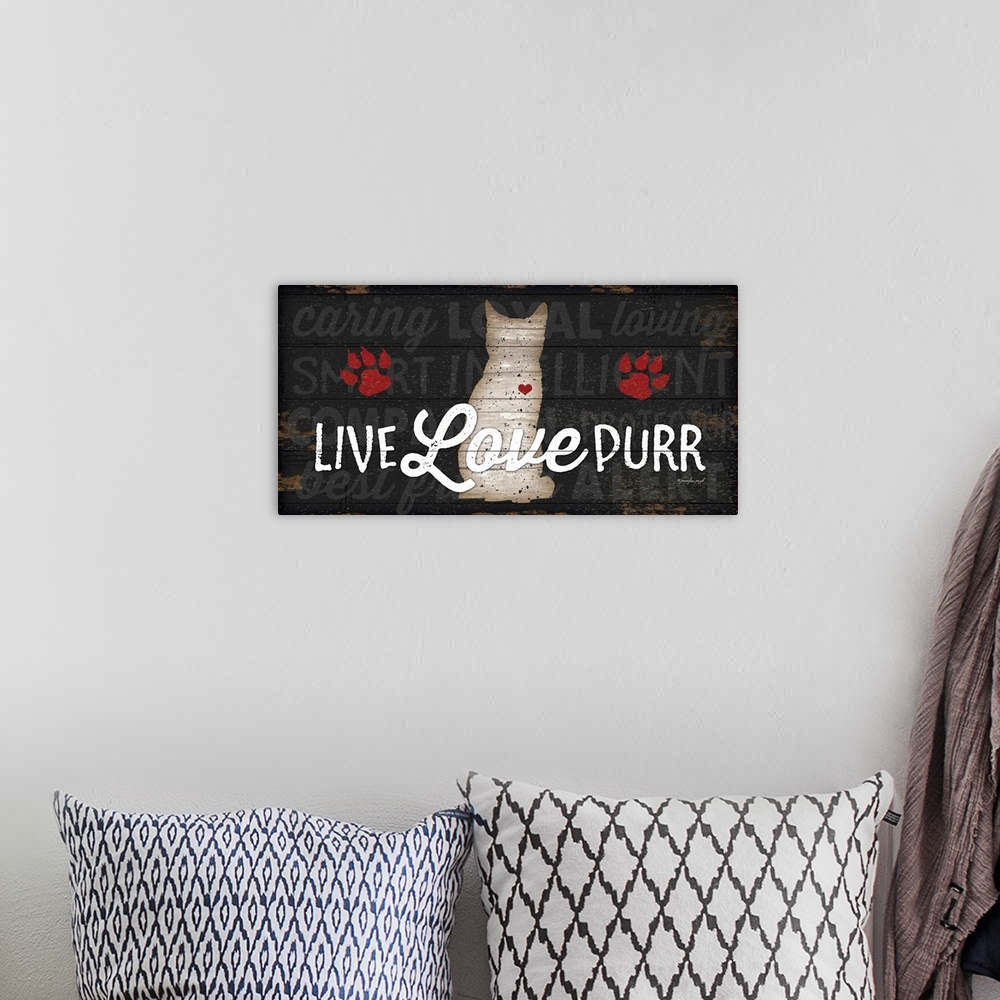 A bohemian room featuring Live Love Purr