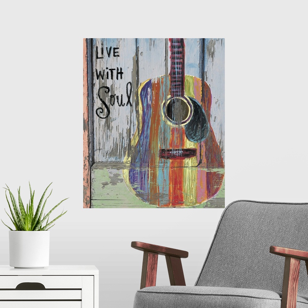 A modern room featuring Nashville-inspired graffiti style is unique and on-trend.
