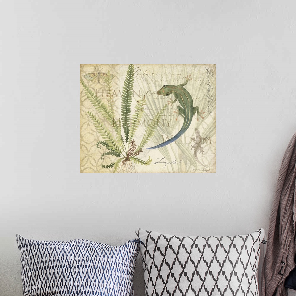A bohemian room featuring Bring the natural habitat indoors with this lyrical lizard.